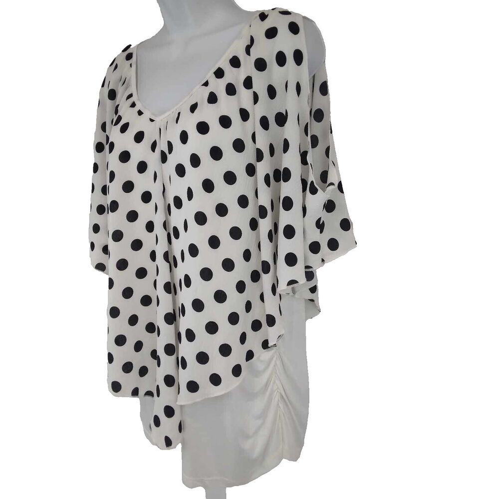 Minimi Maternity Women Blouse White Black Polka Dot Sleeveless Inner Tank Top